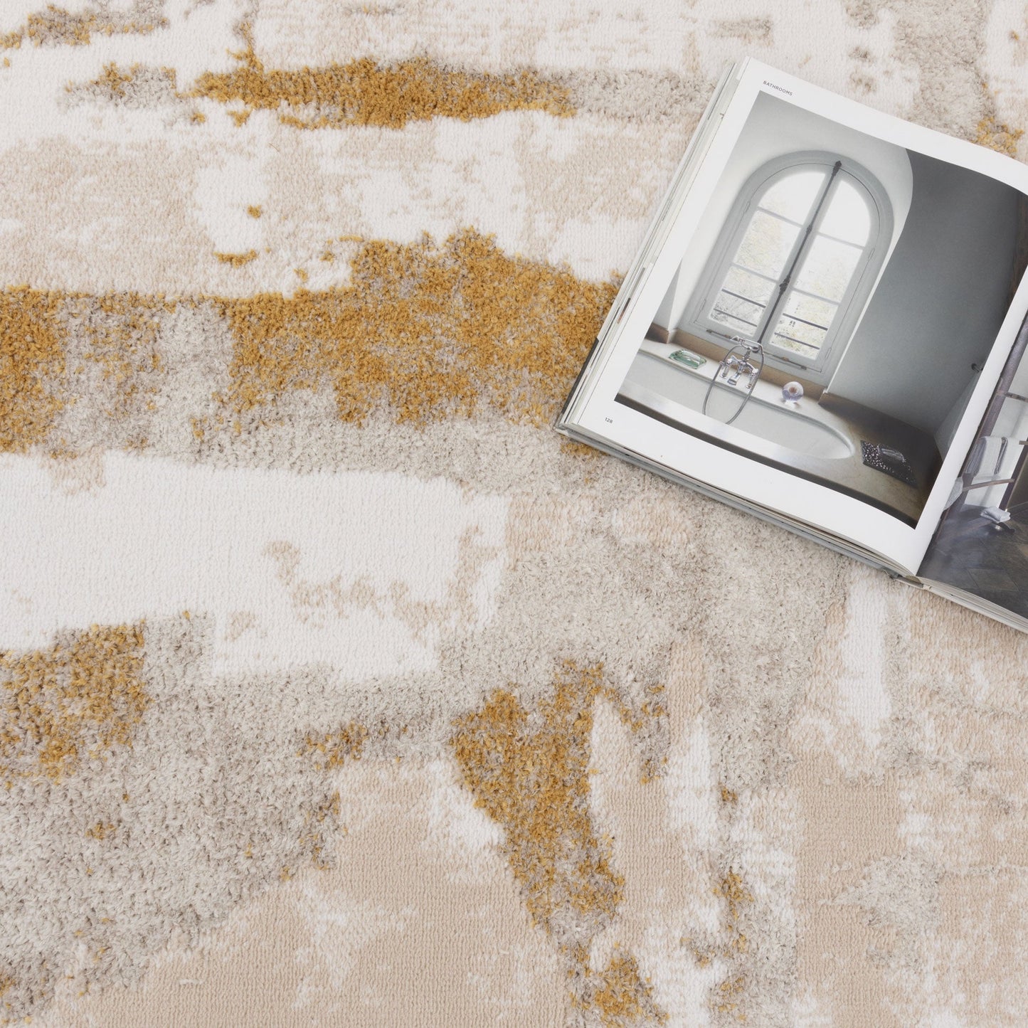 Wellington Abstract Wash Gold Rug - W009