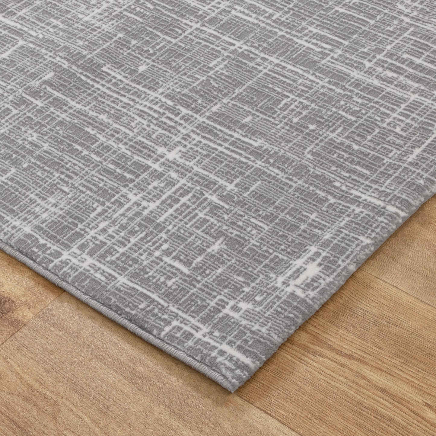 Atina Distressed Geo Lines Grey Rug - AT02