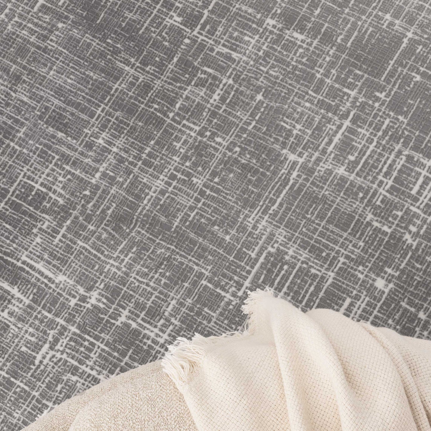 Atina Distressed Geo Lines Grey Rug - AT02