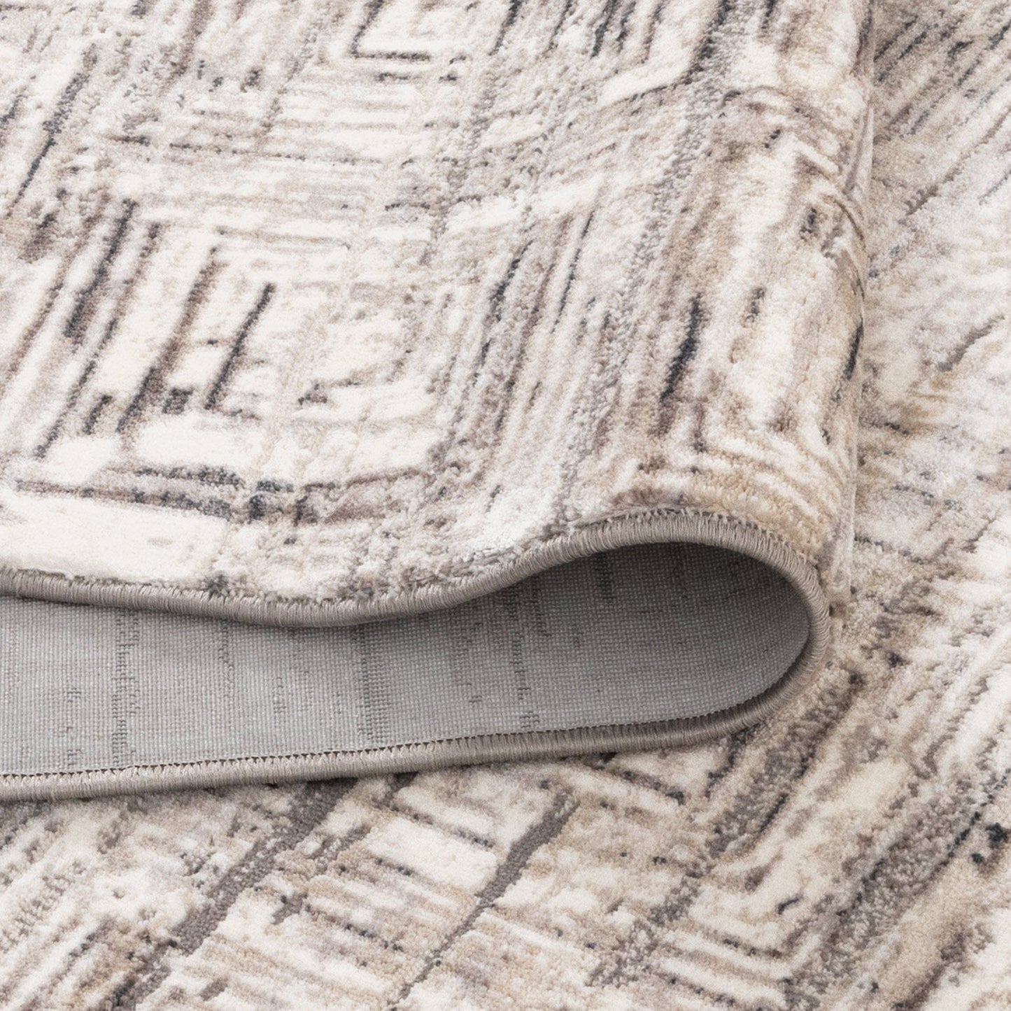 Atina Distressed Geo Squares Grey Rug - AT03