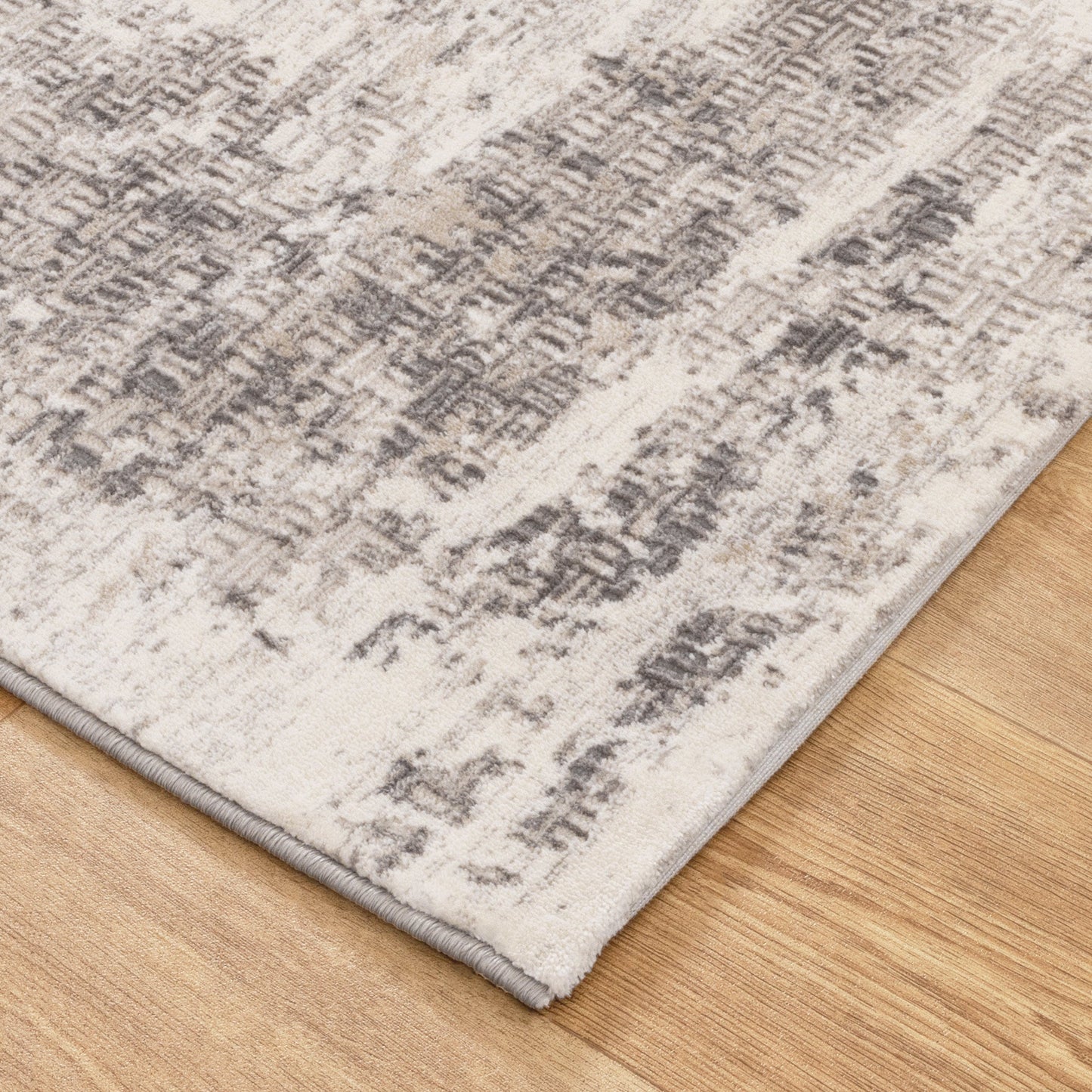 Atina Distressed Border Beige Grey Rug - AT04
