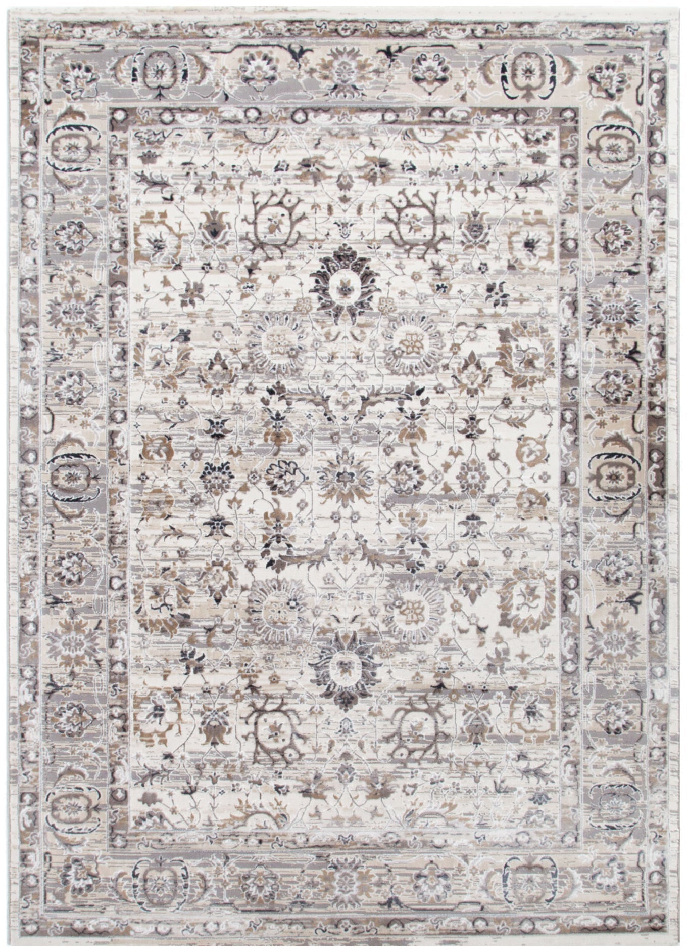 Atina Distressed Transitional Beige Grey Rug - AT05