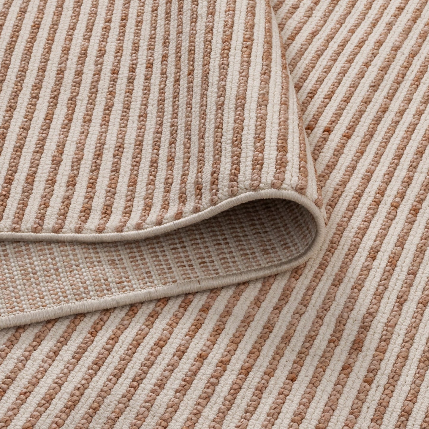 Berno Pink Ivory Loop Stripes Rug - B002