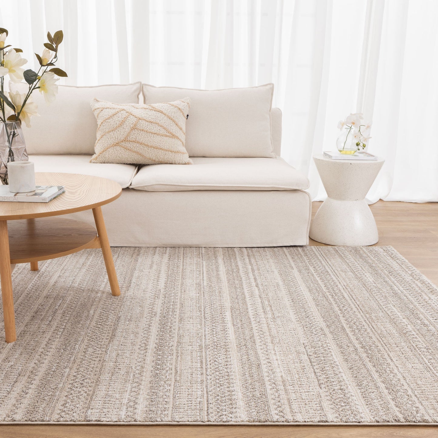 Clara Distressed Tribal Beige Rug - C101