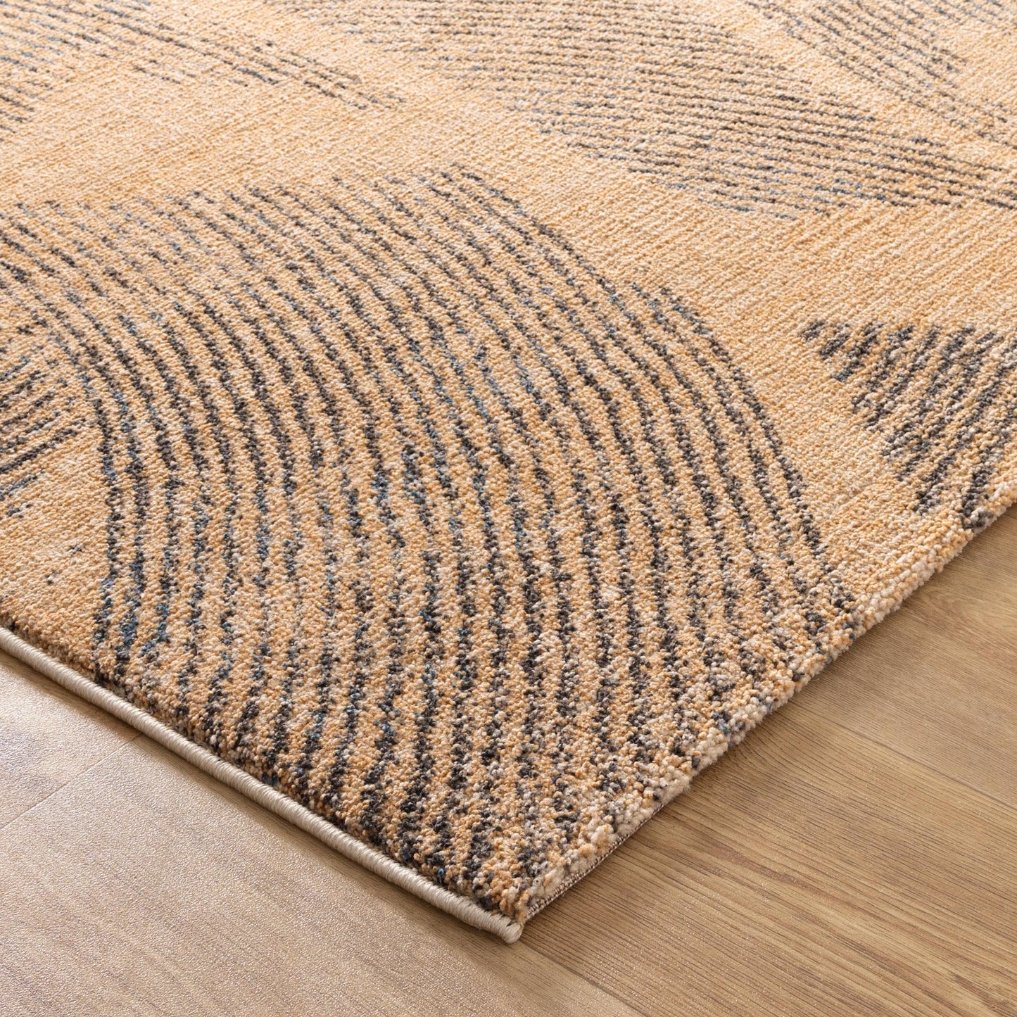 Clara Abstract Paintbrush Gold Rug - C104