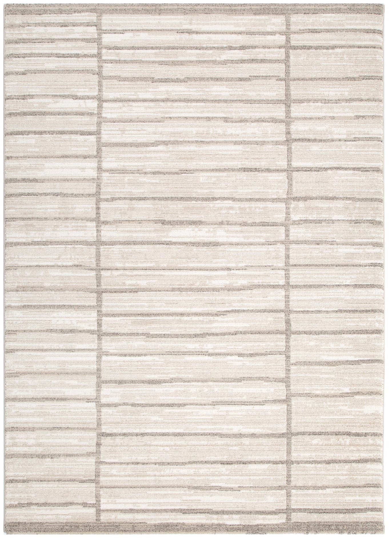 Clara Distressed Thick Lines Beige Grey Rug - C107