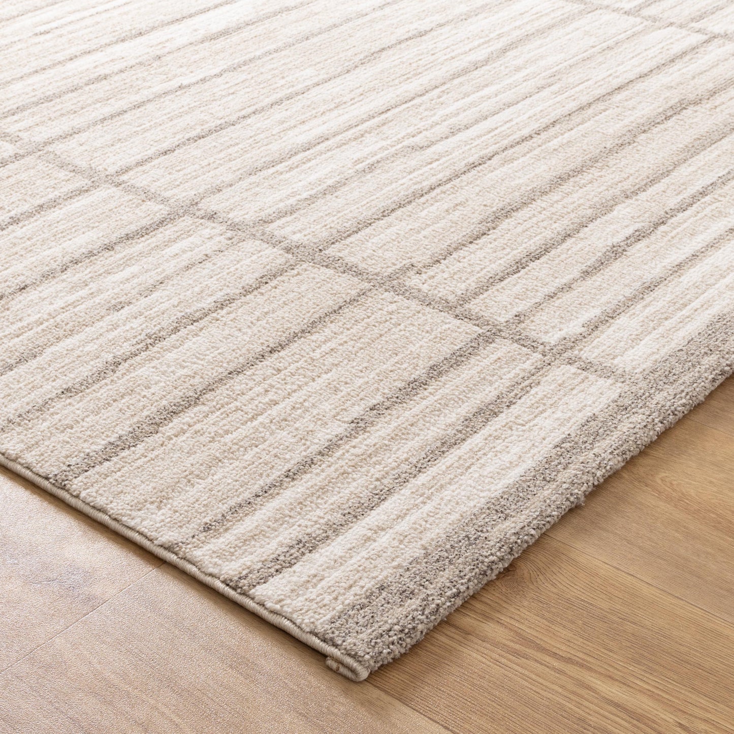 Clara Distressed Thick Lines Beige Grey Rug - C107