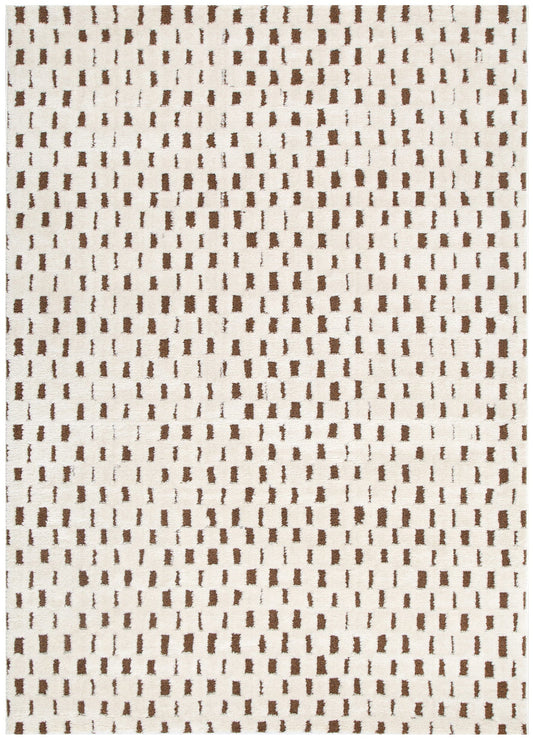 Mila Monochrome Squares Brown and Cream Rug - MIL3