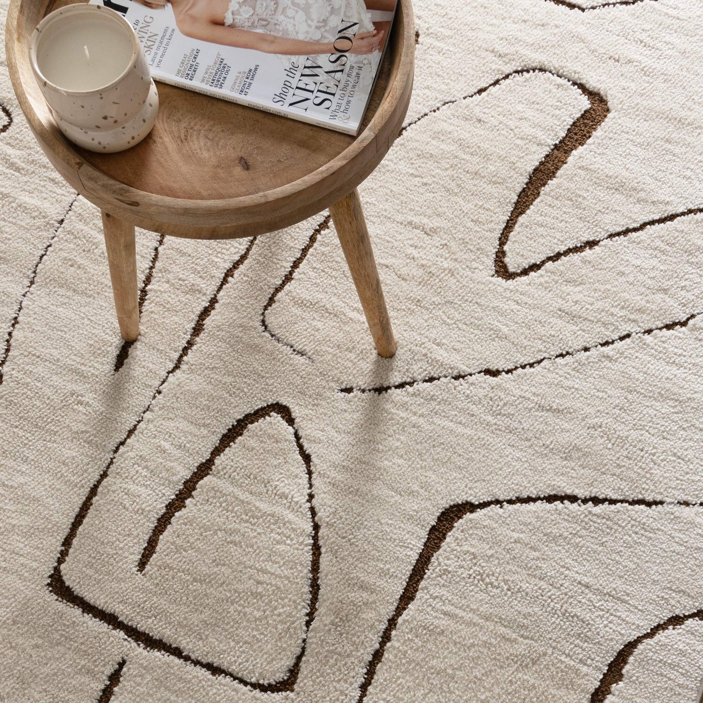 Mila Modern Lines Cream and Brown Rug - MIL5