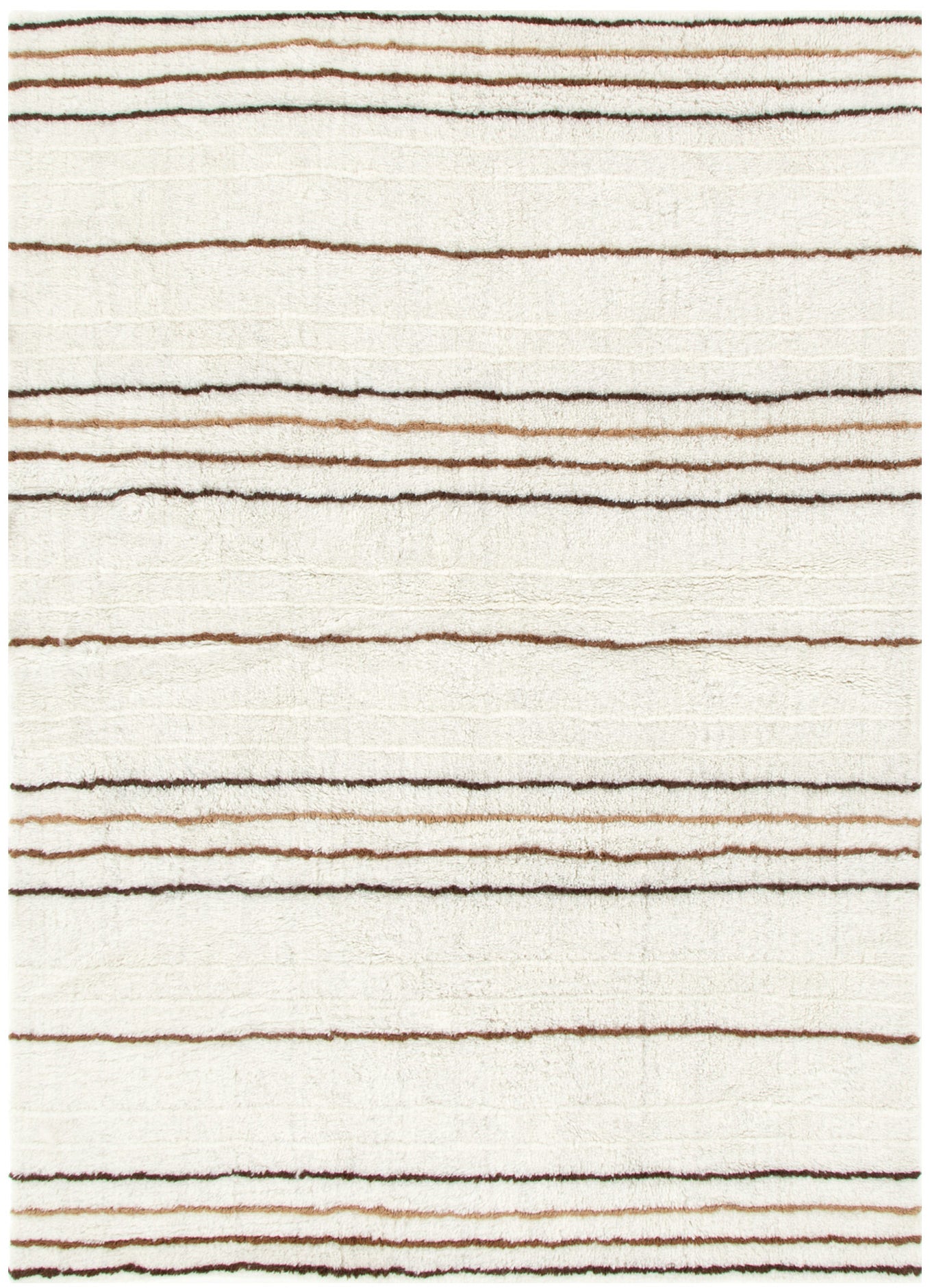 Highlands Beige Stripe Washable Wool Rug