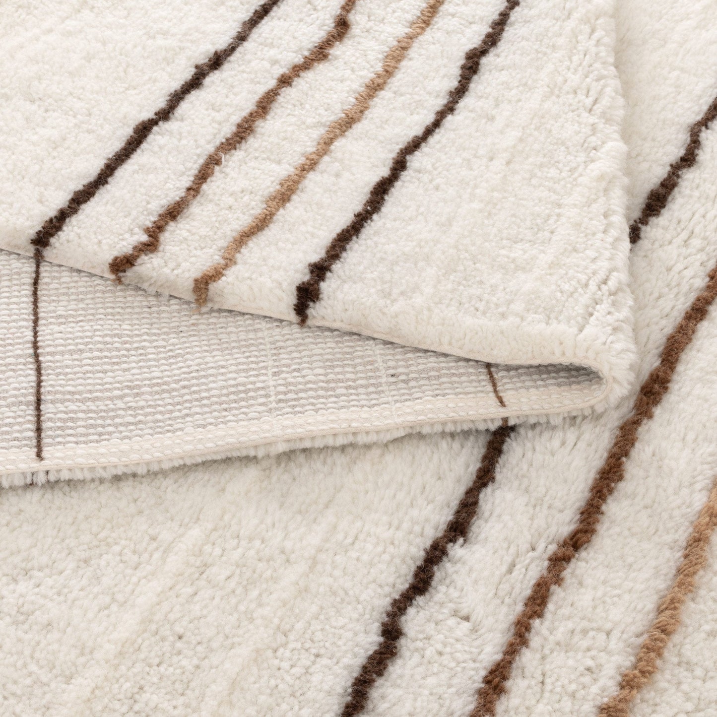 Highlands Beige Stripe Washable Wool Rug