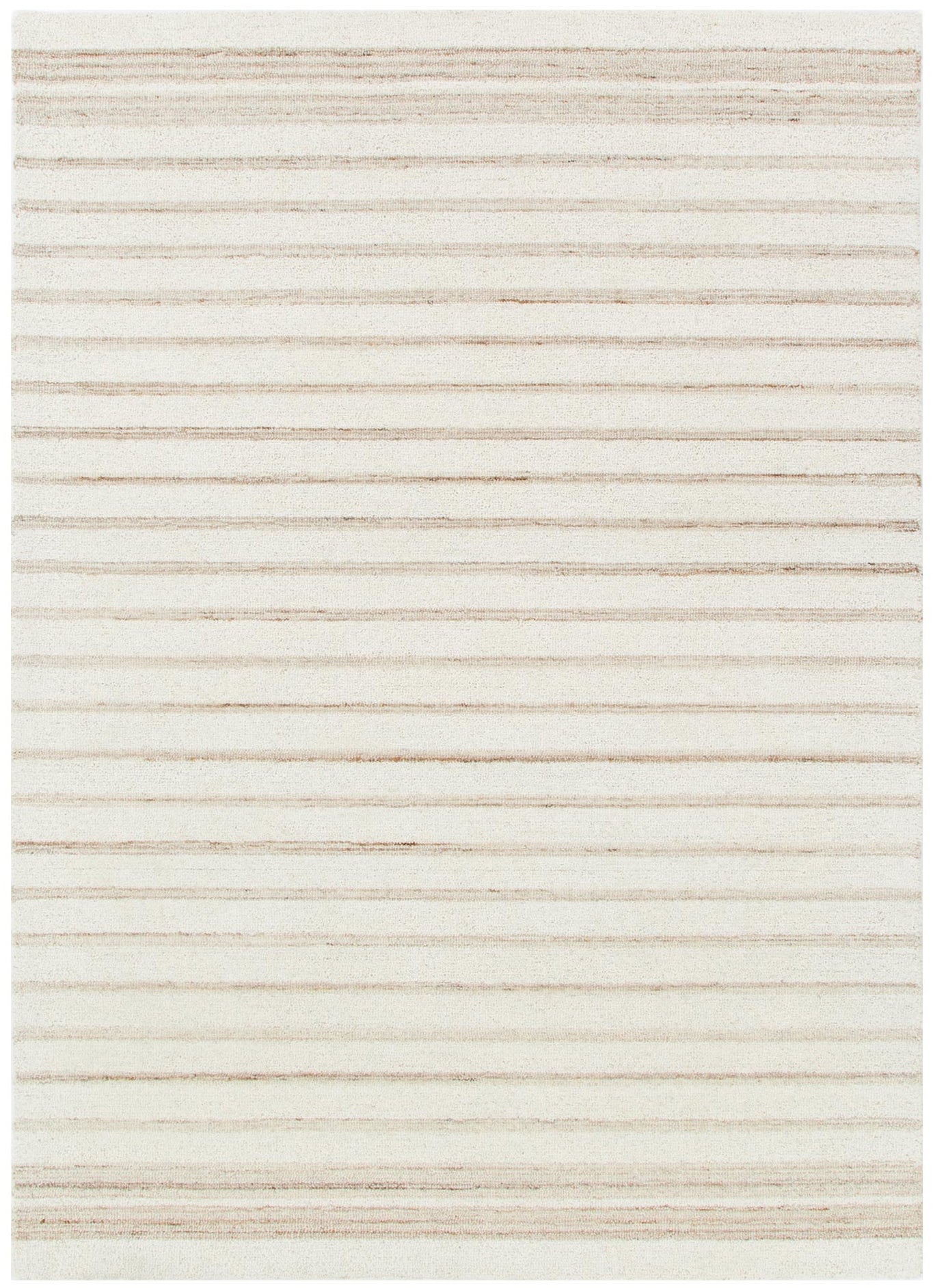 Praia Stripes Ivory Beige Wool Rug