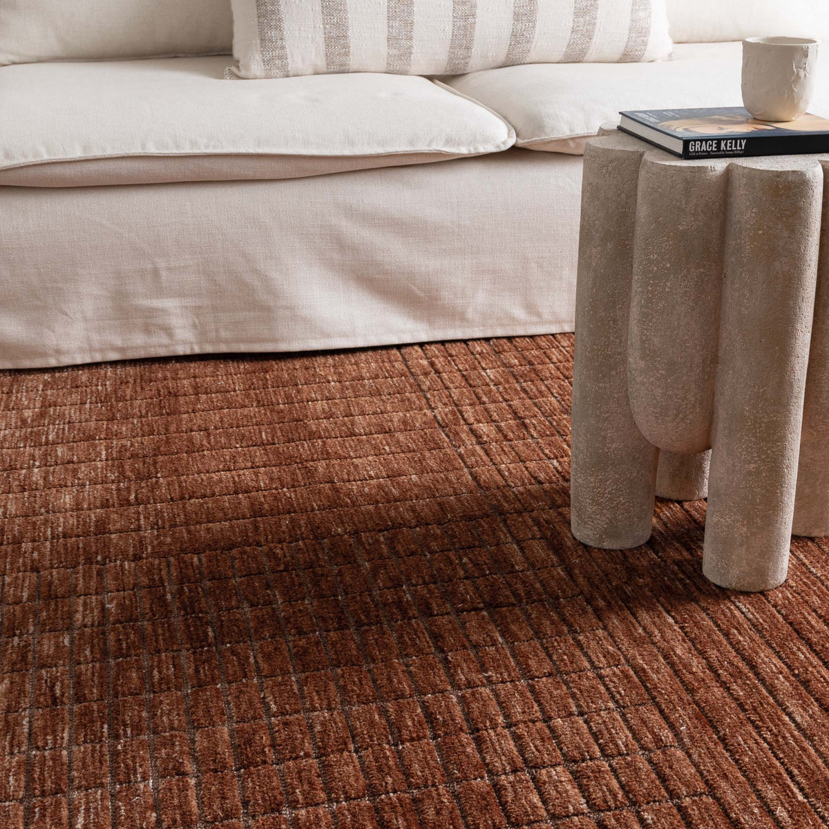 Canyon Rug Canyon B Terracotta Carved Rug - CANYON01 – Westam Rugs