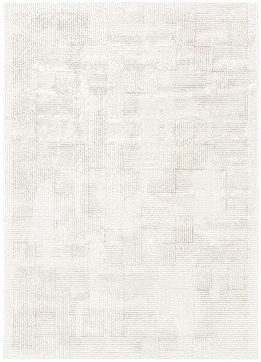 Wellington Distressed Shapes Beige Rug - W006