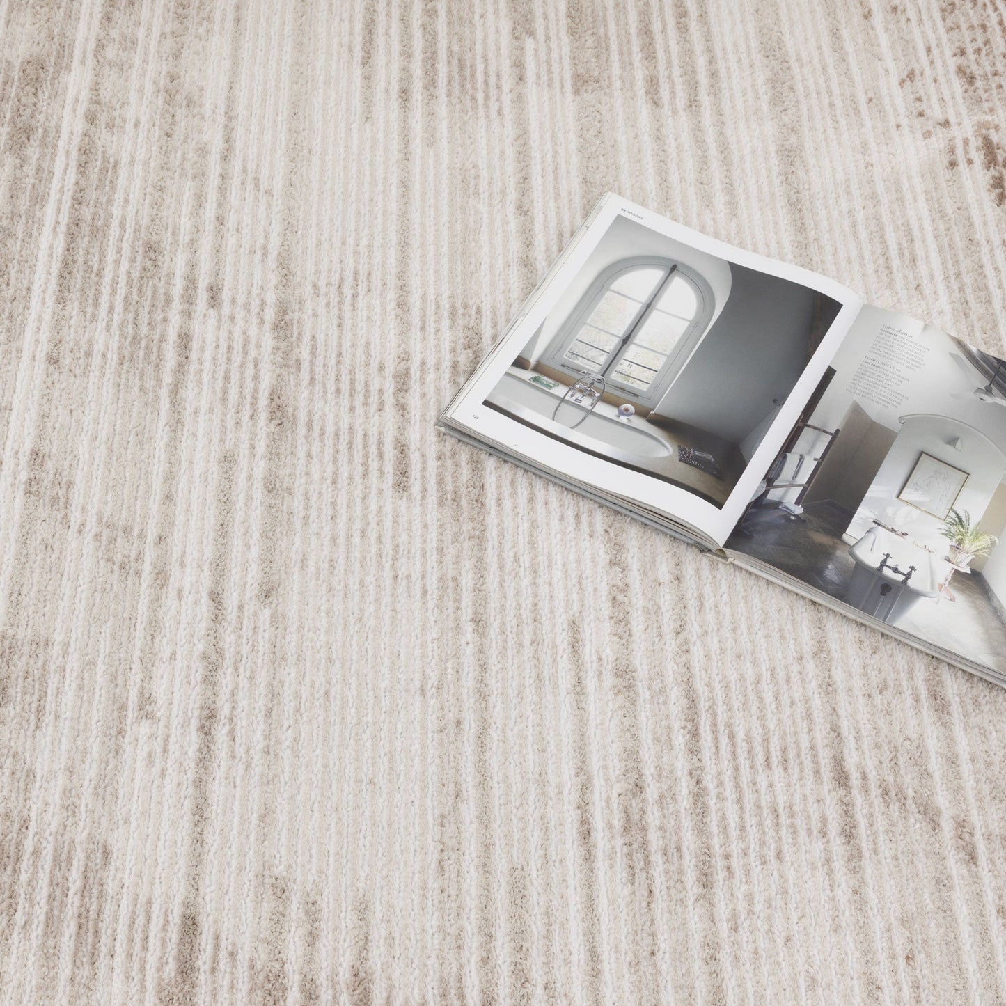 Wellington Distressed Lines Brown Rug - W011