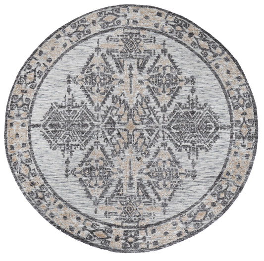 Amritsar Round AMRI03 Charcoal & Beige